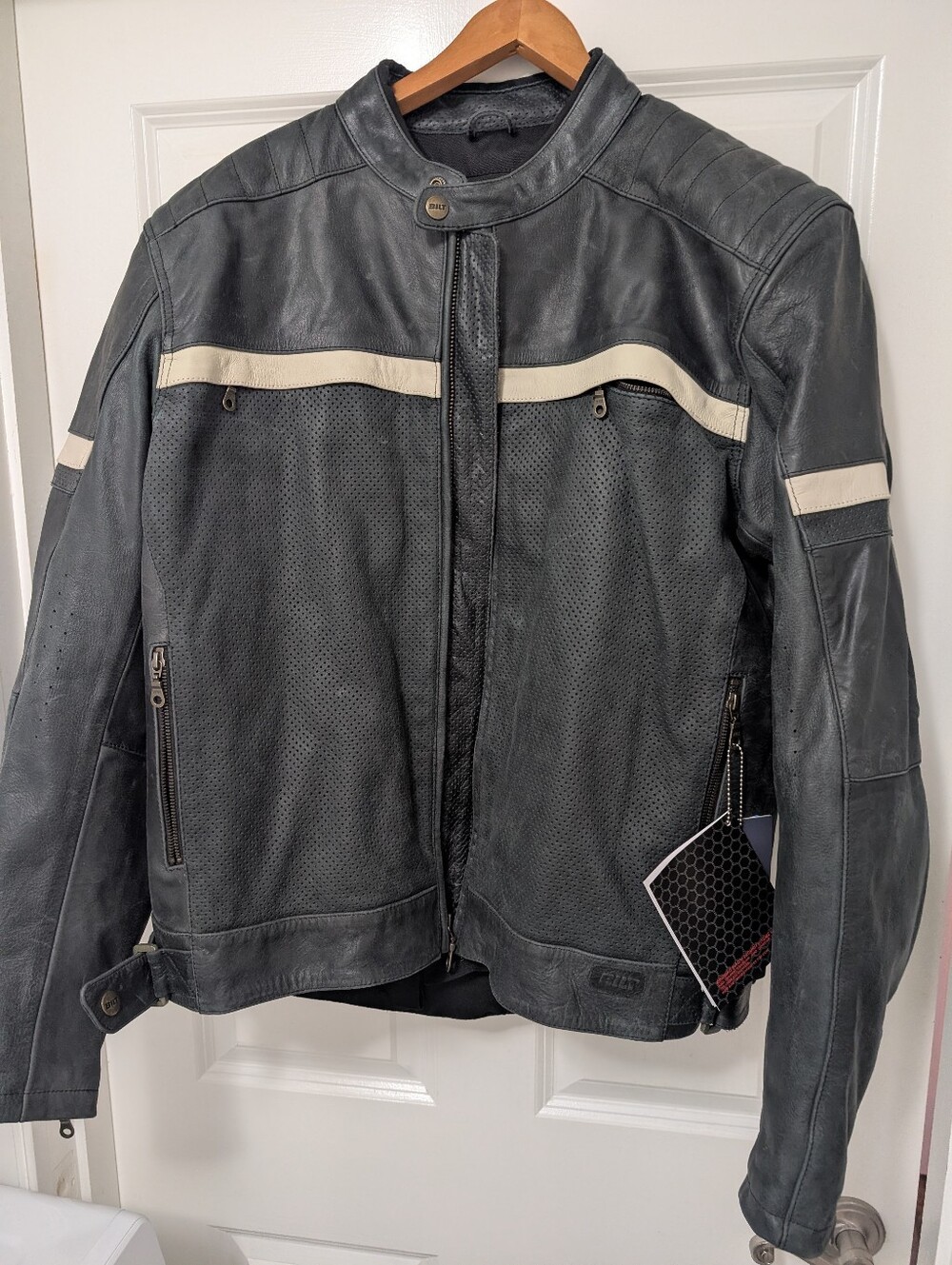 Motorcycile Jacket Bilt 2 LEA Men's Lightweight Jacket - Black/Cream